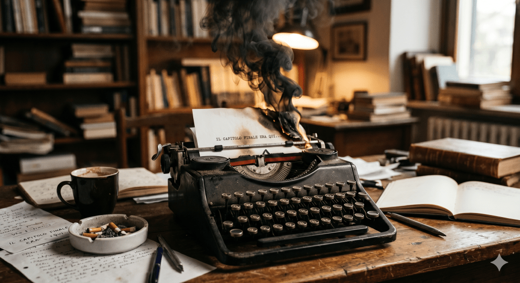 La macchina da scrivere dello scrittore Cesare Ombroso, nel romanzo horror di Fabrizio Valenza "Il respiro di Brithlow".